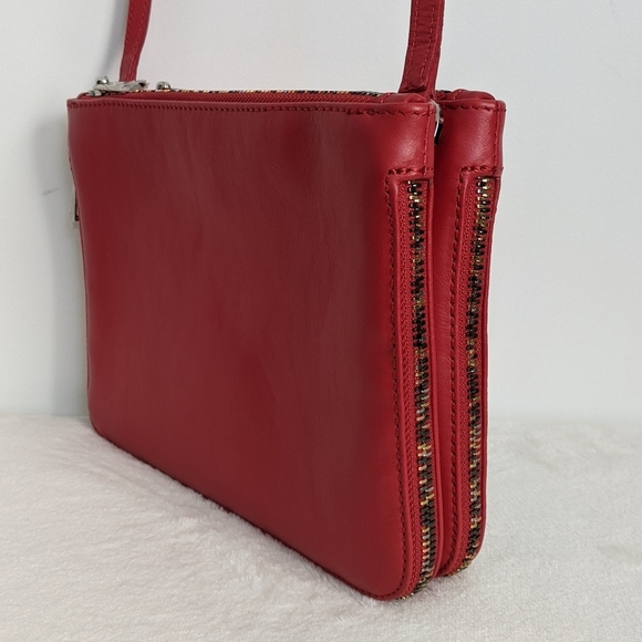 Zadig & Voltaire Red Leather Crossbody Shoulder Bag Multicolor Zipper NWT - Picture 7 of 16